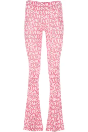 VERSACE Bukser, Dame, Lyserød, 2XS, Polyester, Trykt fløjlspantalon