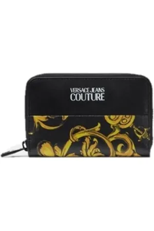 VERSACE Tilbehør, Herre, Sort, ONE SIZE, Barocco Print Sort Pengepung til Moderne Mænd