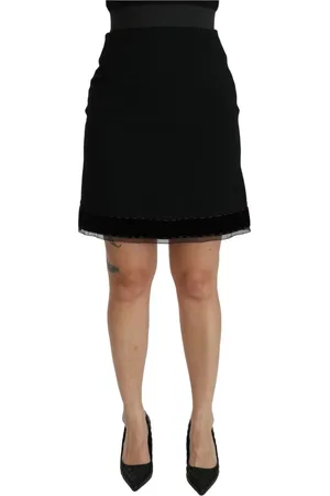 Dolce & Gabbana Nederdel, Dame, Sort, 2XS, Bomuld, Sort A-line Mini Nederdel