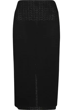 Victoria Beckham Nederdel, Dame, Sort, L, Uld, Stilfuld Sort Midi Nederdel