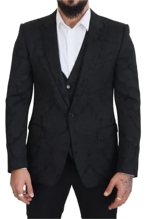Dolce & Gabbana Jakkesæt, Herre, Sort, L, Uld, Sort Floral Brocade 2-delt Martini Suit