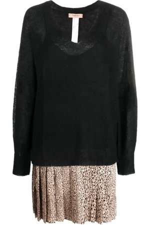 Twin-Set Kjole, Dame, Sort, M, Strikket Mini Kjole