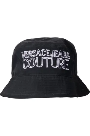 VERSACE Tilbehør, Herre, Sort, S, Polyester, Sort Logo Cloche Hat