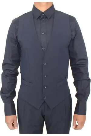 Dolce & Gabbana Jakkesæt, Herre, Blå, XS, Uld, Blå Uld Formel Kjole Vest Gilet