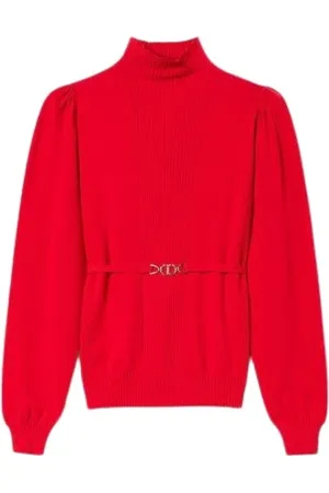 Twin-Set Strik, Dame, Rød, XS, Uld, Turtle Neck Sweater