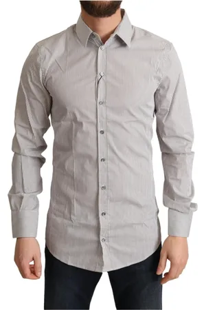 Dolce & Gabbana Skjorte, Herre, Grå, S, Bomuld, Grå Bomuld Slim Fit Sicily Skjorte