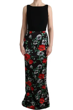 Dolce & Gabbana Kjole, Dame, Sort, XS, Uld, Multifarvet Blomsterprint Sheath Kjole