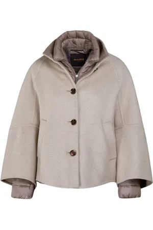 MOORER Jakke, Dame, , S, Uld, Geometrisk Pea Coat med Aftagelig Dunjakke