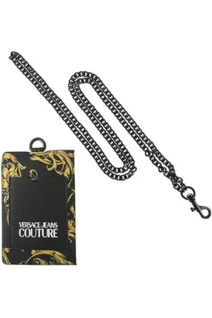 VERSACE Tilbehør, Herre, Sort, ONE SIZE, Uld, Barocco Print Herre Kortholder med Lynlåslukning