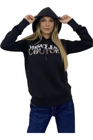 VERSACE Sweathshirts & Hoodies, Dame, Sort, M, Uld, Træningstrøje, Komfortabel og Stilfuld Hættetrøje til Kvinder