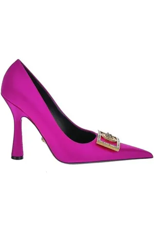 VERSACE Sko, Dame, Lyserød, 36 EU, Læder, Mokkasin med hæl i ruskind læder fuchsia satin