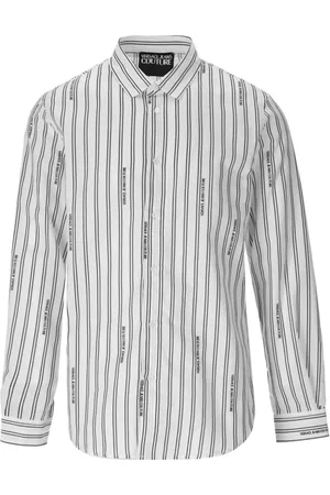 VERSACE Skjorte, Herre, Hvid, M, Bomuld, Logo Stripes Hvid Skjorte