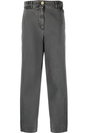 Patou Jeans, Dame, Grå, L, Bomuld, Grå Broderet Logo Jeans