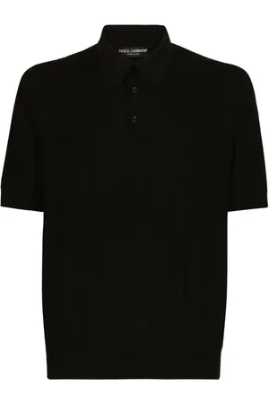 Dolce & Gabbana Top, Herre, Sort, L, Vævet Logo Strikket Polo