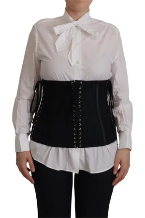 Dolce & Gabbana Skjorte, Dame, Sort, M, Nylon, Sort Corsage Top med Justerbar Snørelukning