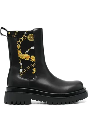 VERSACE Sko, Dame, Sort, 38 EU, Polyester, Sorte Chelsea-støvler til kvinder