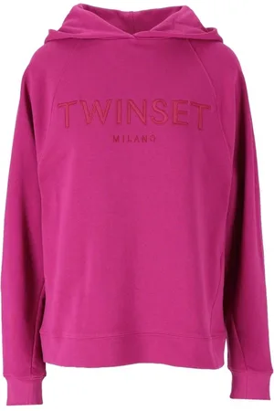 Twin-Set Sweathshirts & Hoodies, Dame, Lyserød, 2XS, Bomuld, Fuchsia Hoodie MED Logo