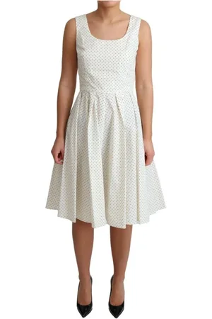 Dolce & Gabbana Kjole, Dame, Hvid, M, Bomuld, Hvid prikket bomulds A-line kjole