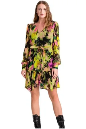 Twin-Set Kjole, Dame, Flerfarvet, XS, Uld, Kort Kjole Blomster - 44