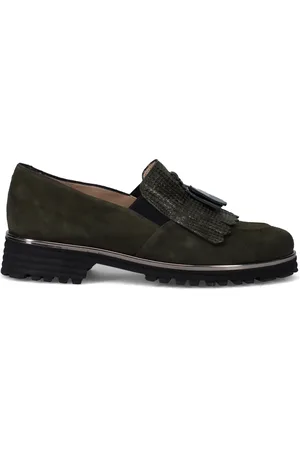 SANGIORGIO Sko, Dame, Grøn, 37 1/2 EU, Læder, Grønne Slip-On Sneakers med Frynser