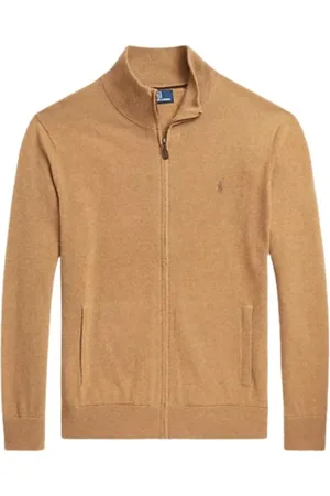 Ralph Lauren Jakke, Herre, Brun, XL, Uld, Ikonisk Uld Zip-Up Sweater