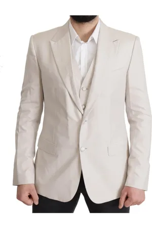 Dolce & Gabbana Jakke, Herre, Grå, 2XL, Polyester, Grå Silke Enkelt Brystet 2-delt Blazer