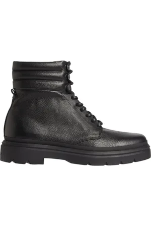 Calvin Klein Sko, Herre, Sort, 44 EU, Læder, Læder Combat Støvler