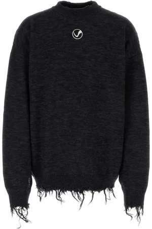Vetements Strik, Herre, Sort, S, Uld, Trøje med rund halsudskæring