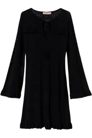 Twin-Set Kjole, Dame, Sort, L, Kort Strikket Blondekjole