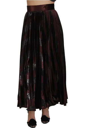 Dolce & Gabbana Nederdel, Dame, Brun, XS, Polyester, Brun Polyester Højtaljet A-line Maxi Nederdel