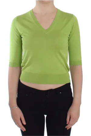 Dolce & Gabbana Strik, Dame, Grøn, 3XS, Uld, Grøn Uld V-hals Pullover Sweater - MainLine Kollektion