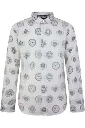 VERSACE Skjorte, Herre, Hvid, 4XL, Bomuld, Herre All Over Logo Hvid Skjorte - 50
