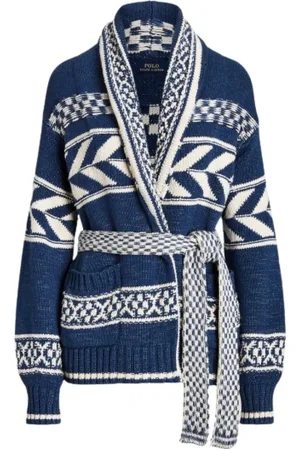 Ralph Lauren Strik, Dame, Blå, S, Bomuld, Geometrisk Design Strik Cardigan