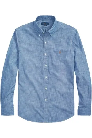 Ralph Lauren Skjorte, Herre, Blå, 2XL, Denim, Mørk Denim Chambray Skjorte