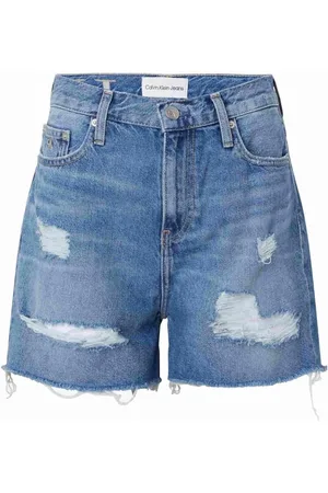 Calvin Klein Shorts, Dame, Blå, W30, Denim, Klassiske Denim Mom Shorts