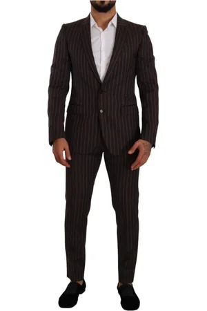 Dolce & Gabbana Jakkesæt, Herre, Rød, M, Bomuld, Bordeaux Martini Stribet Slim Fit 2-delt Jakkesæt
