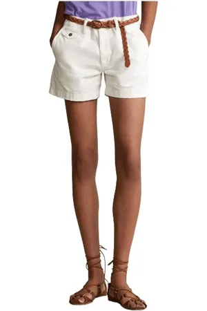 Ralph Lauren Shorts, Dame, Hvid, 2XS, Bomuld, Højtaljede Chino Shorts