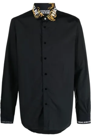 VERSACE Skjorte, Herre, Sort, 2XL, Bomuld, Herre Sort Logo Couture Skjorte - Størrelse 50