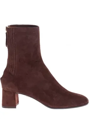 Aquazzura Sko, Dame, Brun, 37 EU, Læder, Saint Honoré - Læder ankelstøvler med elastiske strimler 50 - Farve: Brun, Størrelse: 37