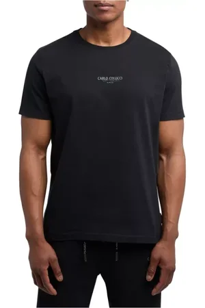 Carlo Colucci Top, Herre, Sort, XL, Uld, Herre Sort Basic T-Shirt - Stil C2776