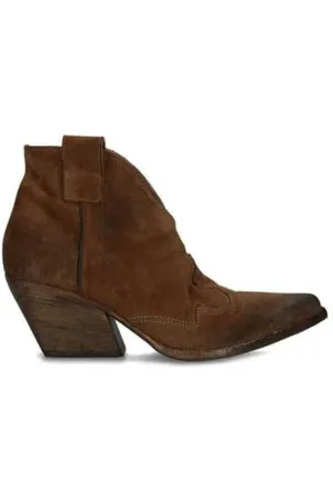 Elena Iachi Sko, Dame, Brun, 40 EU, Læder, Vintage Cognac Ruskind Cowboy Støvler
