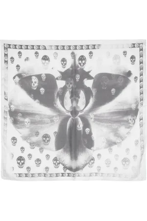 Alexander McQueen Tilbehør, Dame, , ONE SIZE, Tørklæde med Grafisk Print og Logo Patch