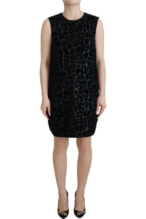Dolce & Gabbana Kjole, Dame, Sort, XS, Uld, Sort Leopard Shift Mini Kjole