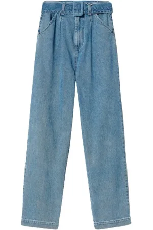 Twin-Set Jeans, Dame, Blå, W29, Uld, Bredbenede jeans med bælte