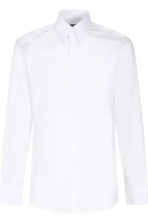 Dolce & Gabbana Skjorte, Herre, Hvid, M, Bomuld, Hvide Bomuld Elastan Skjorter