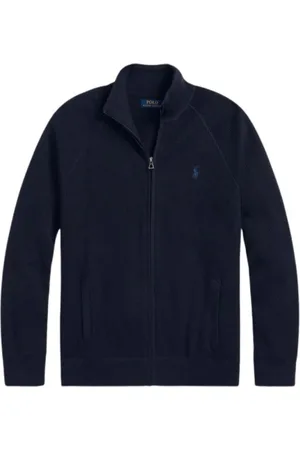 Ralph Lauren Sweathshirts & Hoodies, Herre, Blå, 2XL, Bomuld, Tekstureret bomuld zip-up sweater