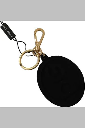 Dolce & Gabbana Tilbehør, Herre, Sort, ONE SIZE, Uld, Metal Nøglering - Stilfuld og Autentisk