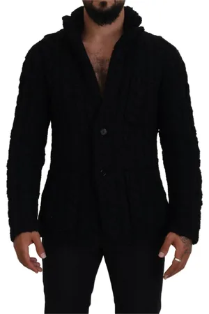 Dolce & Gabbana Strik, Herre, Sort, XS, Uld, Sort Uld Knappet Cardigan Sweater