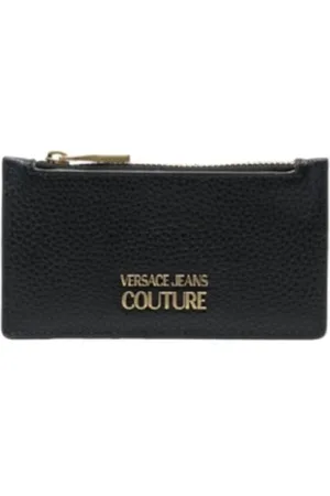 VERSACE Tilbehør, Herre, Sort, ONE SIZE, Læder, Sort Læder Metal Logo Kortholder