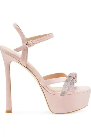 Stuart Weitzman Sko, Dame, Lyserød, 37 1/2 EU, Suede, Mega Bow Platform Sandal